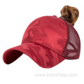 Customization acrylic ponytail side stripes trucker caps